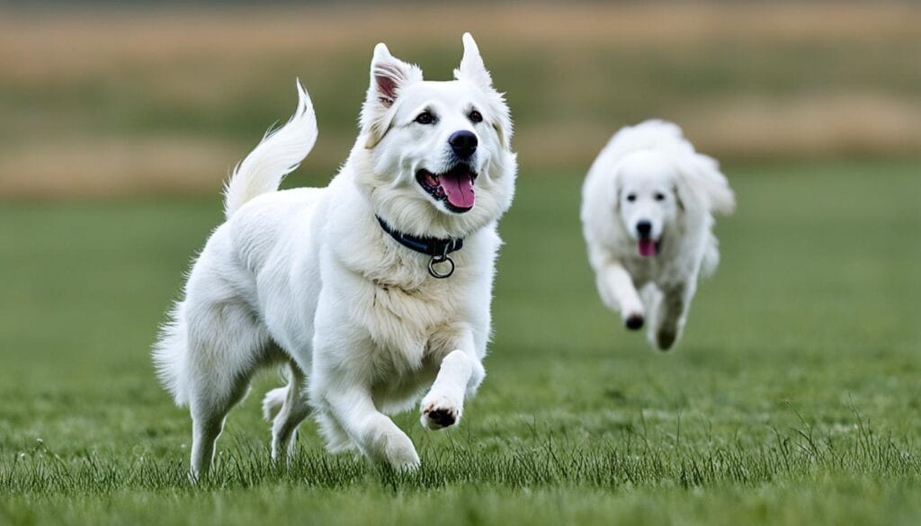 Akbash dog patrolling livestock