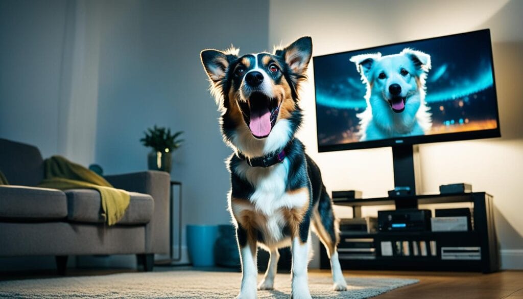 Dog barking at TV