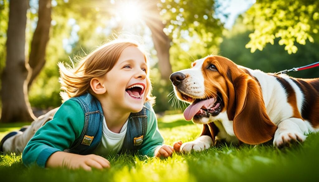 Gentle Basset Hound with children