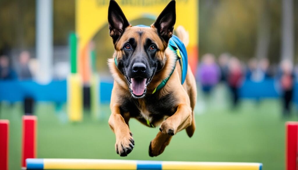 Malinois competing in agility courses