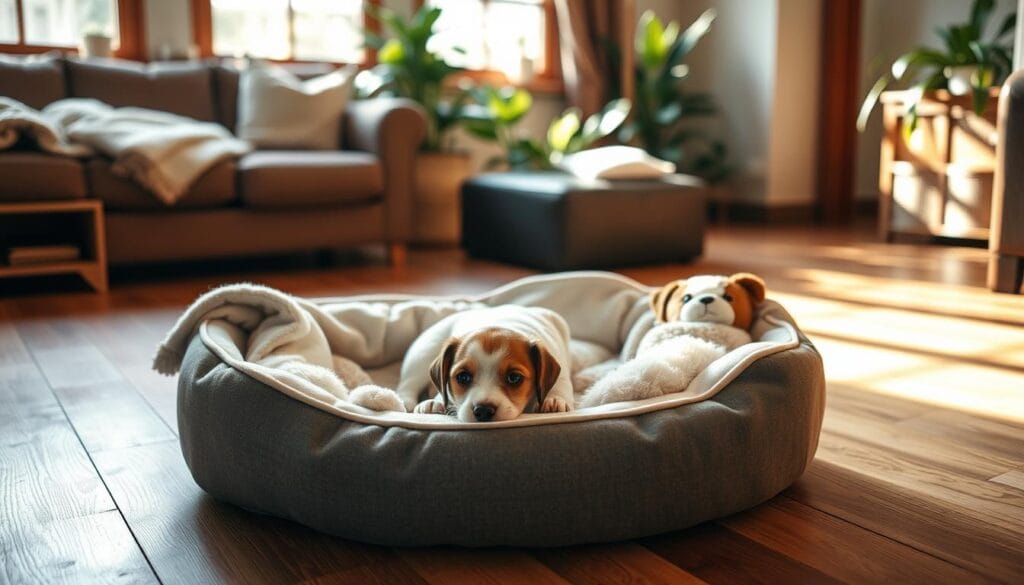 Cozy puppy bedding in a comfortable living space