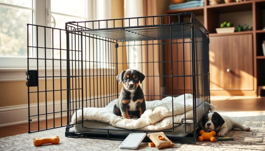 Crate training puppies for housebreaking