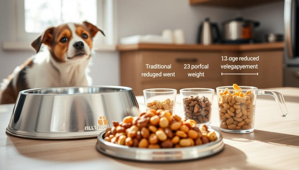 Gradual transition to weight management dog food