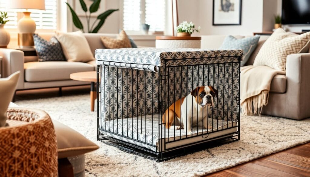 Stylish dog crate cover decor